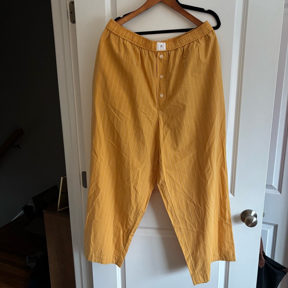 Anthropologie Mustard Pinstripe Trousers